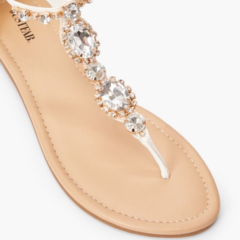 Celie Flat Embellished White Sandal size 6.5